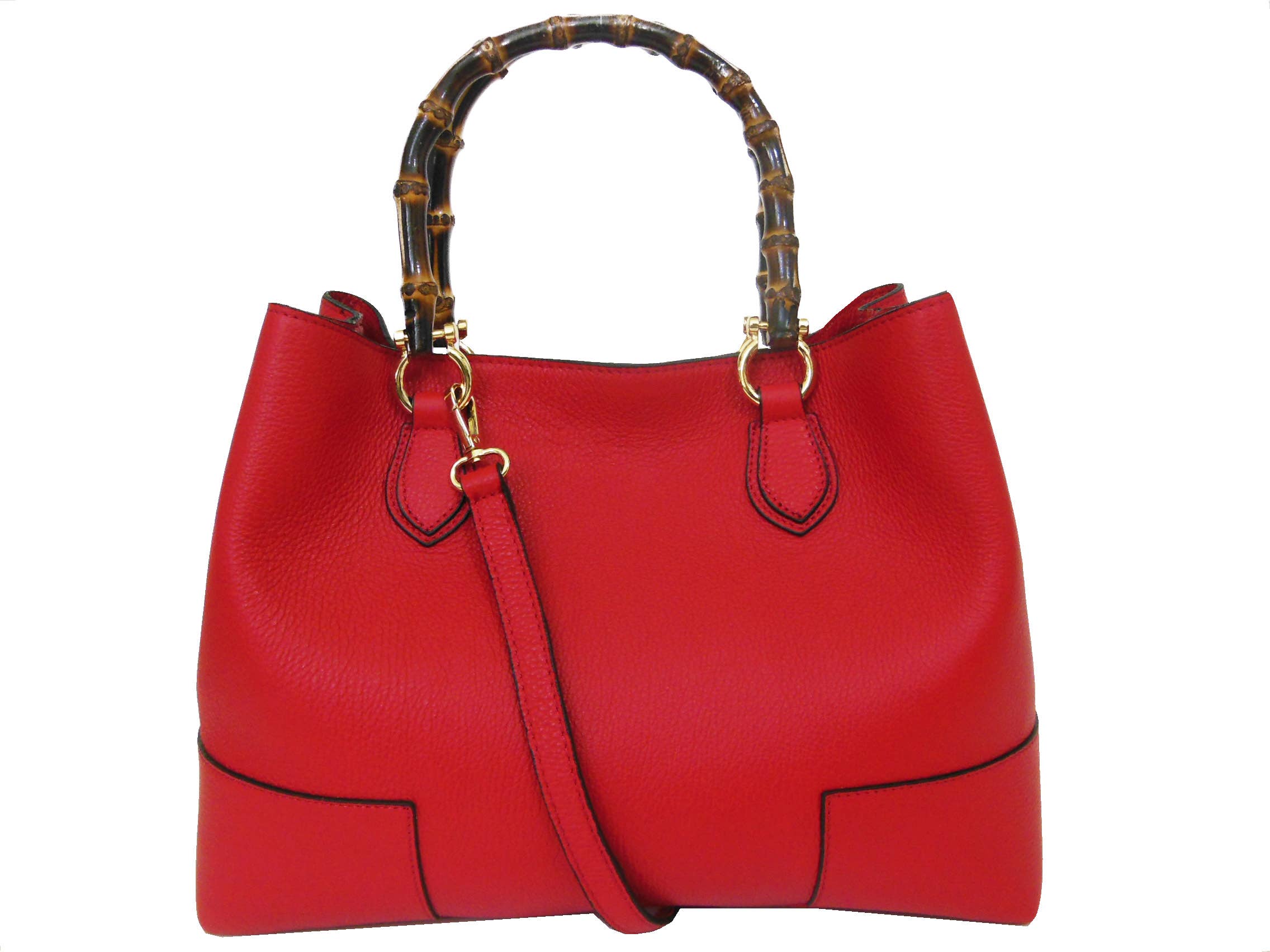 Canetti Roberto - Wholesale Top Handle Bag - Women's - LEATHER HANDBAG WITH BAMBOO HANDLES 1119
