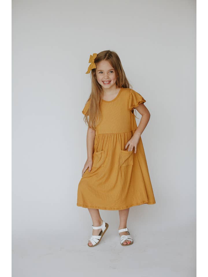 Navy Fields - Wholesale Dress - Kids - Raven Butter Yellow Rib Knit Dress