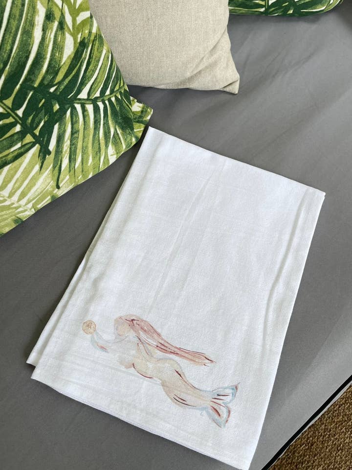 Mermaid Tea Towel for wholesale by Half-Pint Designs