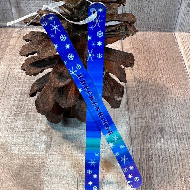 Ski Ornament-Blue Flakes for wholesale by GP Originals