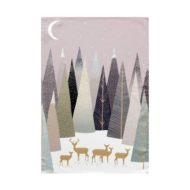 Sara Miller Theedoek Pines Pink Deer voor wholesale door My Gifts Trade