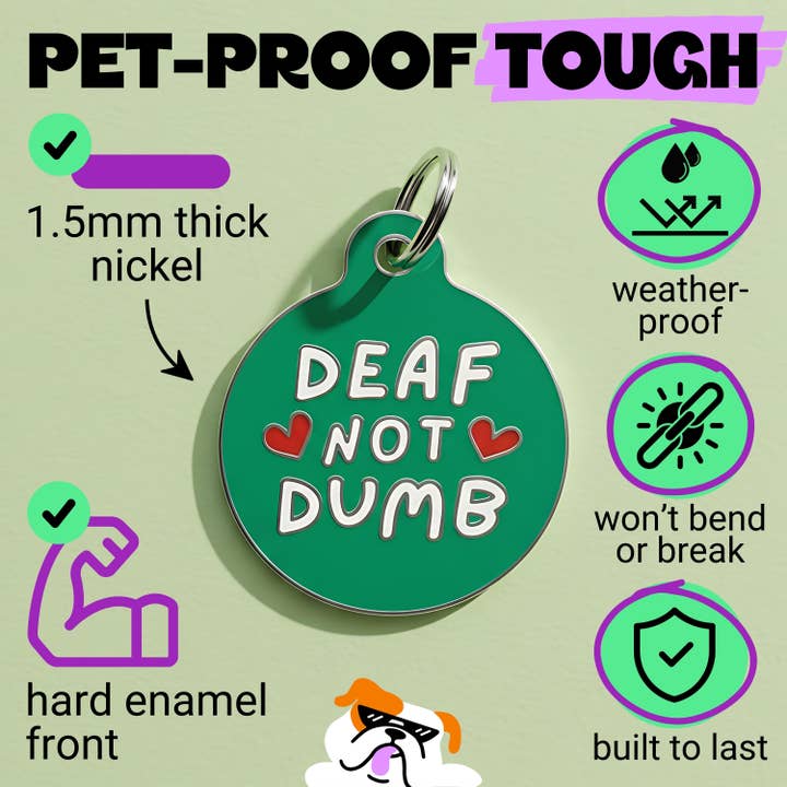 Bad Tags - Vente Médaille pour collier – chien - Médaille pour chien en émail avec ID pour animal scannable - Sourd pas muet3