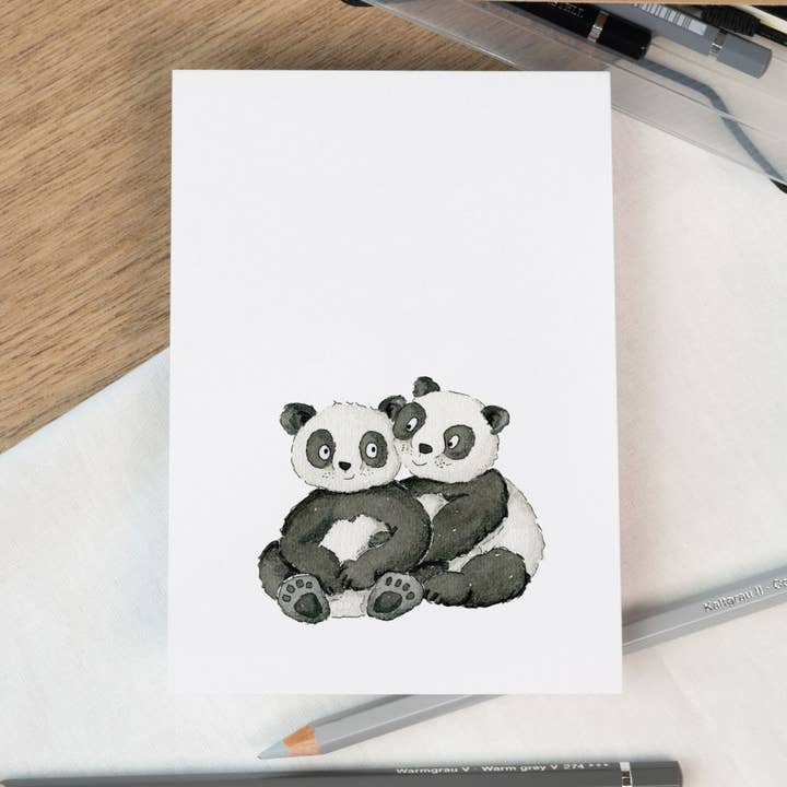 Greeting Card - Pandas | I Love You | Valentine's Day Wedding for wholesale by Funkenbunt