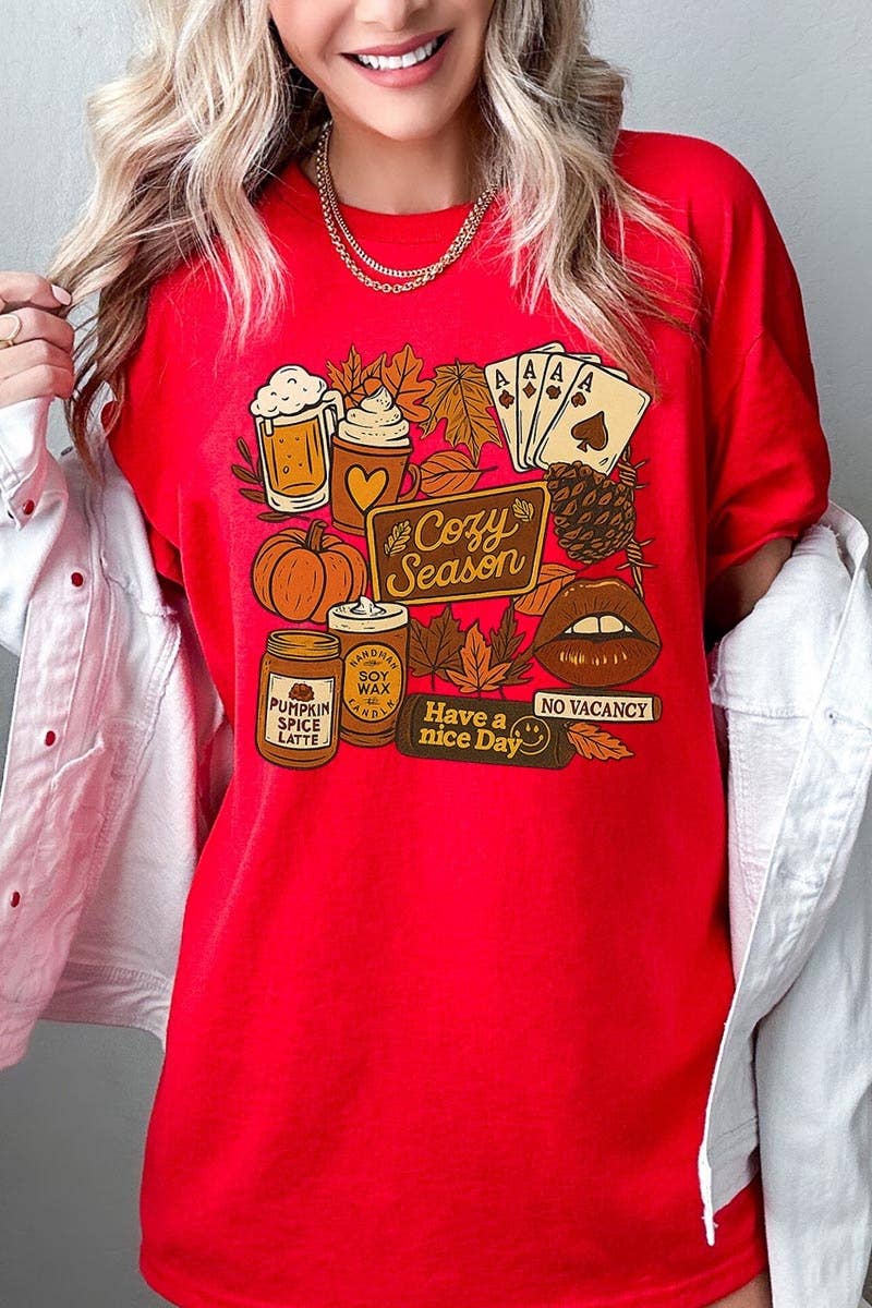 COLORBEAR - Wholesale T-Shirt (Graphic) - Women's - Retro Fall Collage Graphic Heavy Cotton Tee11