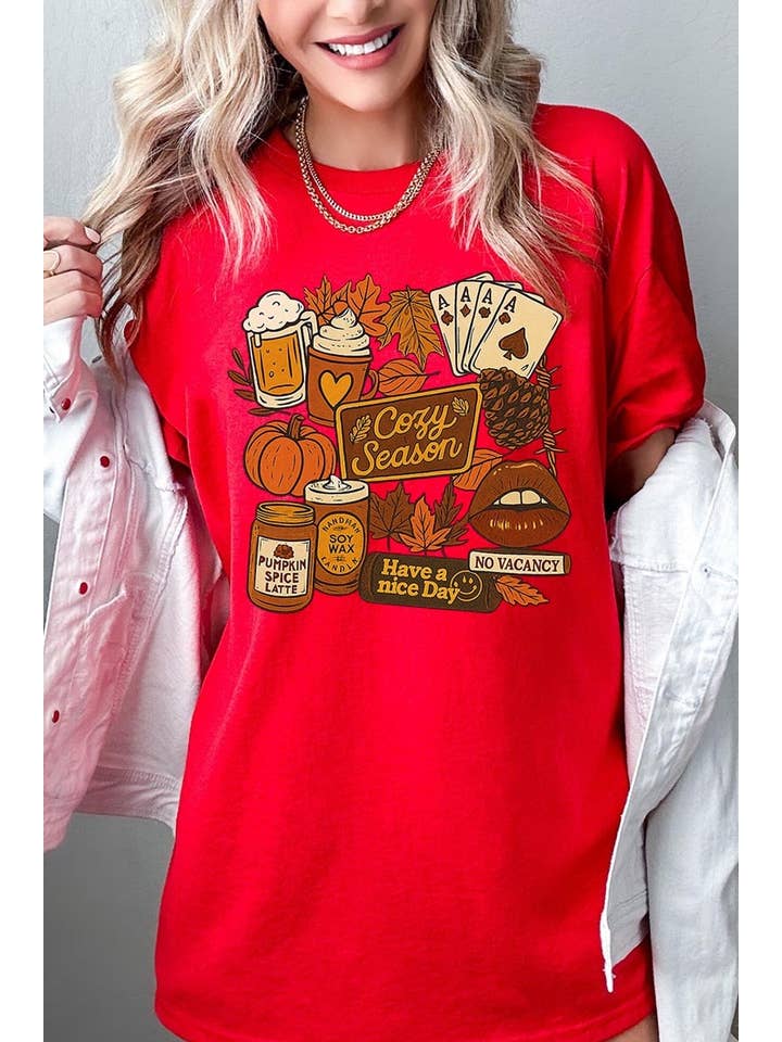COLORBEAR - Wholesale T-Shirt (Graphic) - Women's - Retro Fall Collage Graphic Heavy Cotton Tee11
