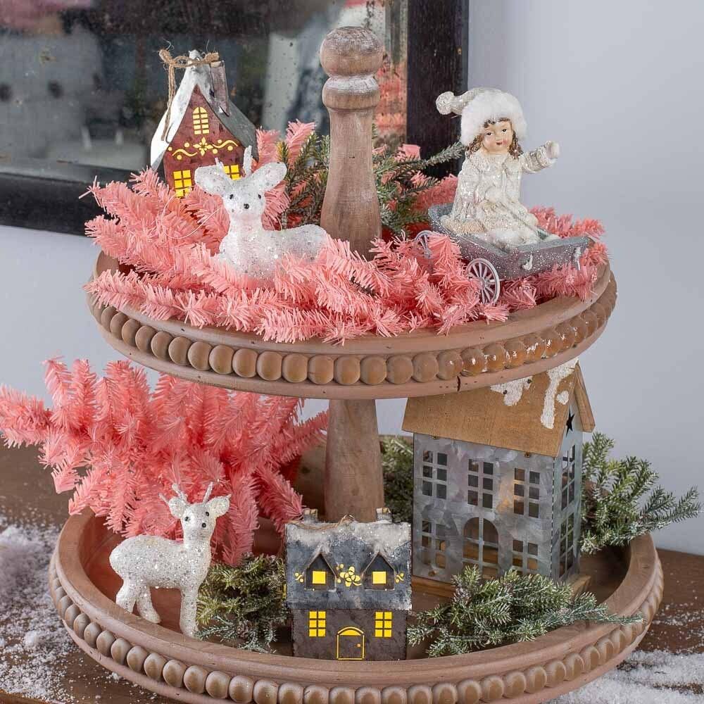 Factory Direct Craft - Wholesale Wreath - 12" Pink Artificial Pine Wreath (Package of 6 pieces)3