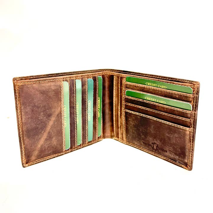 Venator Distressed Leather 12 Card Billfold Wallet #GW58 for wholesale by Hydestyle London