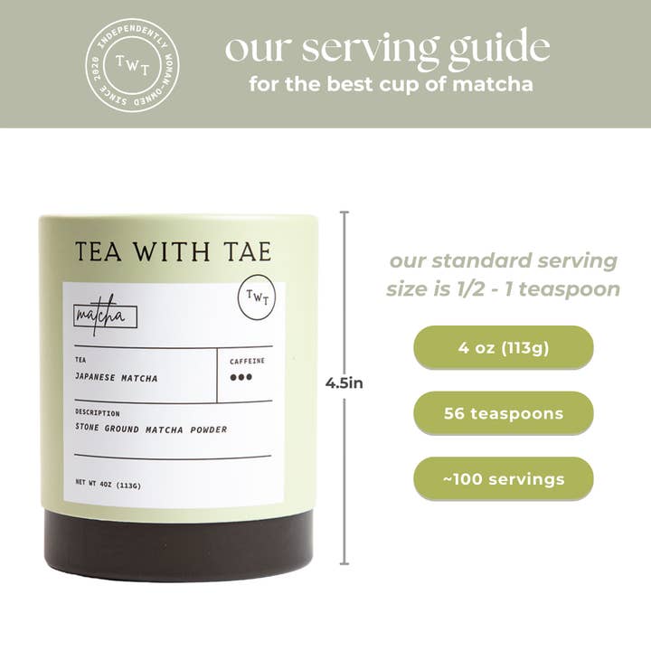 Tea with Tae - Wholesale Health/Detox Tea - Premium Japanese Matcha (Green Tea Powder) Large Tube (4oz.)