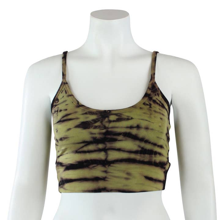 Sports Bra Crop Top Batik Haze Black Brown-Beige-Brown for wholesale by Tribal Trade GmbH