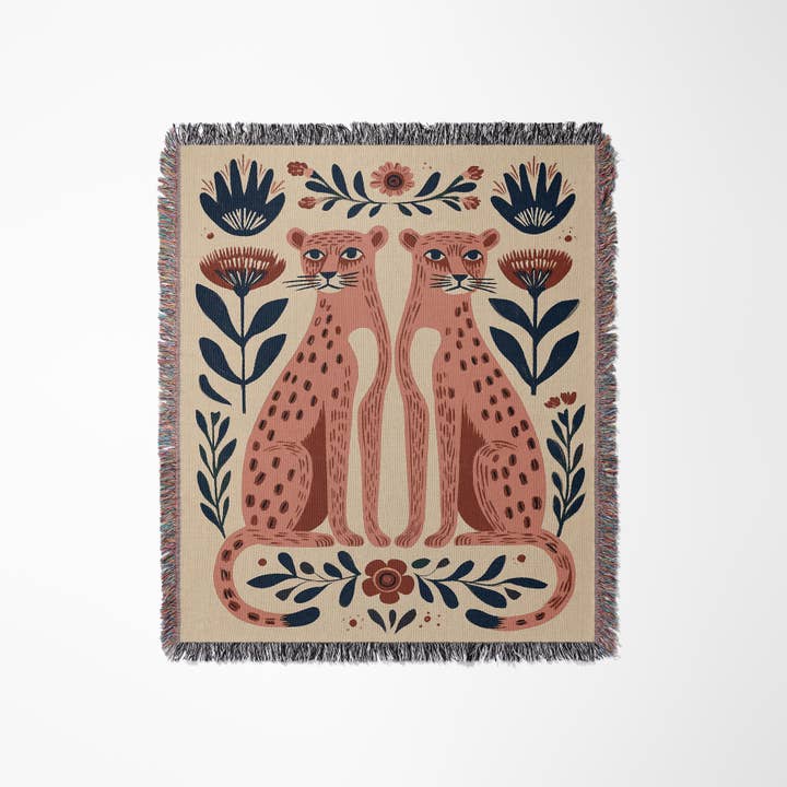 CasaIuliia - Wholesale Throw Blanket - Modern Jungle Botanical Blanket – Abstract Leopards Throw1