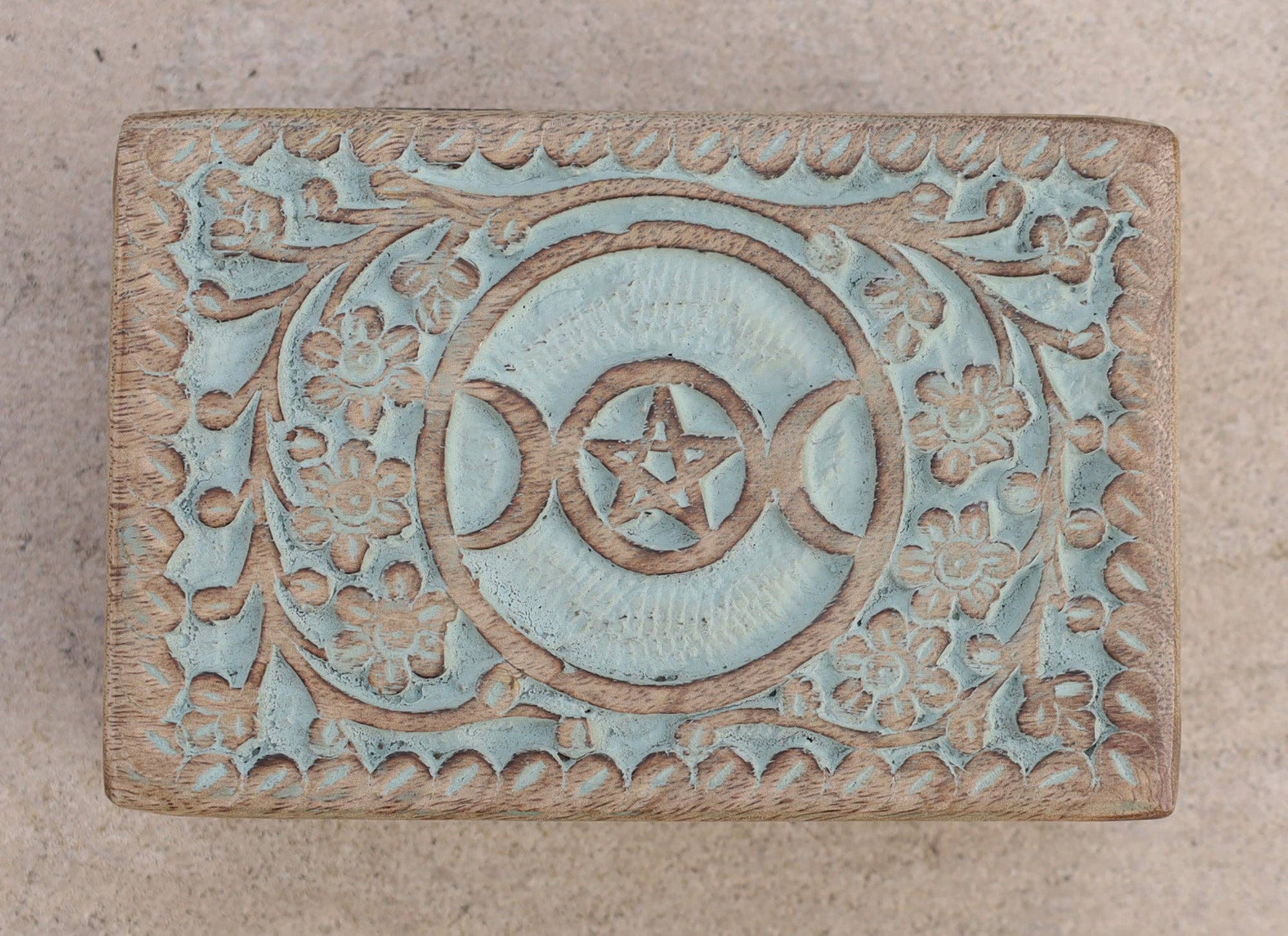 Lungta Imports – wholesale Jewellery box/organiser – Hand Carved Triple Moon Wooden Storage, Jewelry, Keepsake Box11