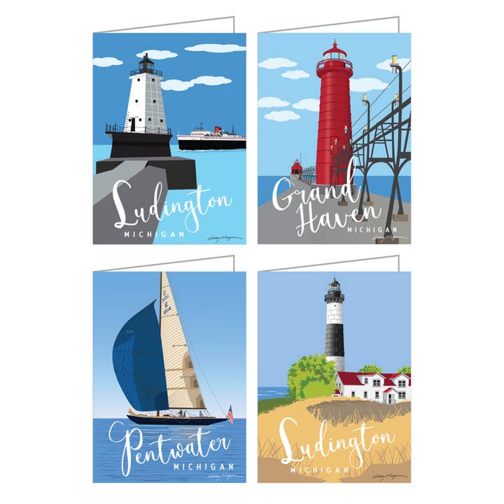 Cartes Trois villes au bord de l'eau pour la vente par WagsStuff