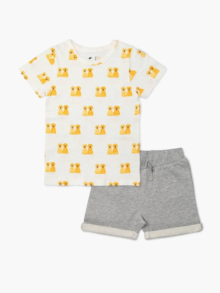 Toddler Short Sleeve Tee + Basic Sweatshort Set_Puppy Bffs for wholesale by Monica + Andy
