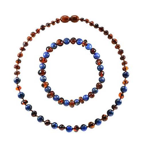 Caja bebé/adulto ambre et pierre naturelle -Cognac Lapis laz. para venta al por mayor de Irréversible