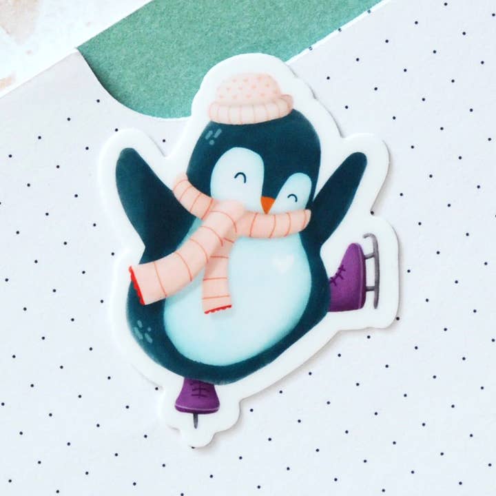 Vinyl-Aufkleber „Penguin Skating“ für den Großhandel von Hop & Flop