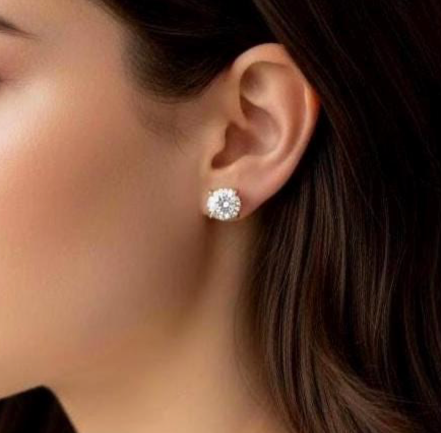 Everly Yours - Wholesale Stud/Post Earrings - 14K Gold or Rhodium Plated VVS1 Moissanite Stud Earrings5