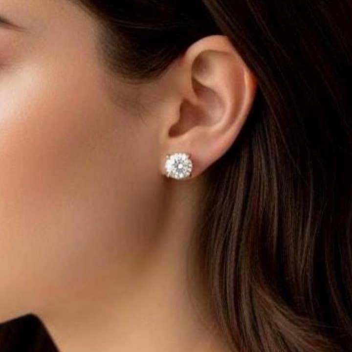 Everly Yours - Wholesale Stud/Post Earrings - 14K Gold or Rhodium Plated VVS1 Moissanite Stud Earrings5