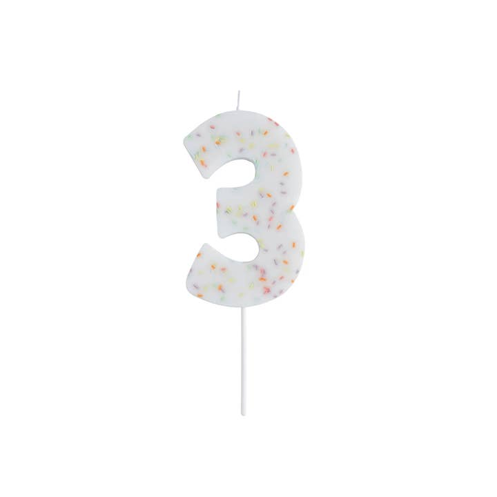 Hootyballoo by Club Green - Wholesale Cake Candle - Jumbo Number '3' Sprinkle Candle