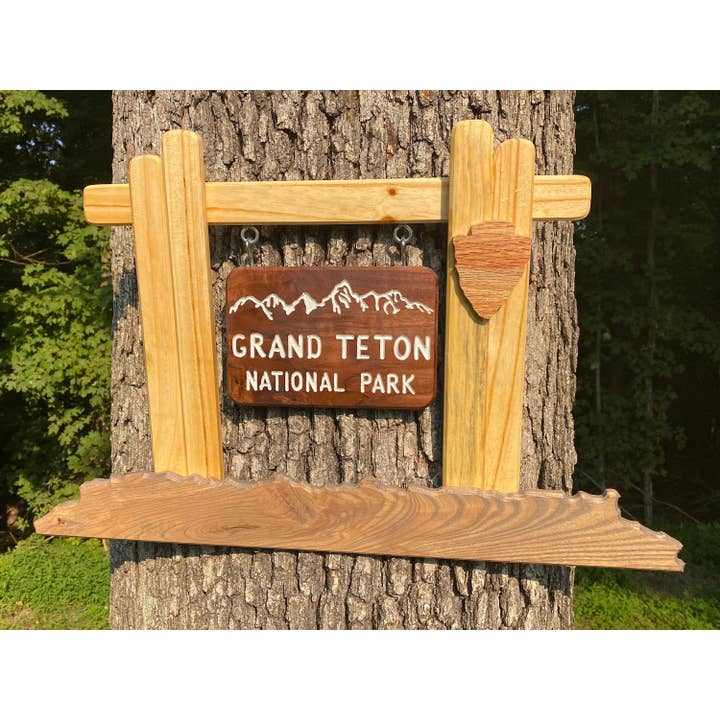 Decorazione da parete del parco nazionale Grand Teton Wyoming WY Jackson Hole D per la vendita all'ingrosso da parte di TinyWoodenSigns