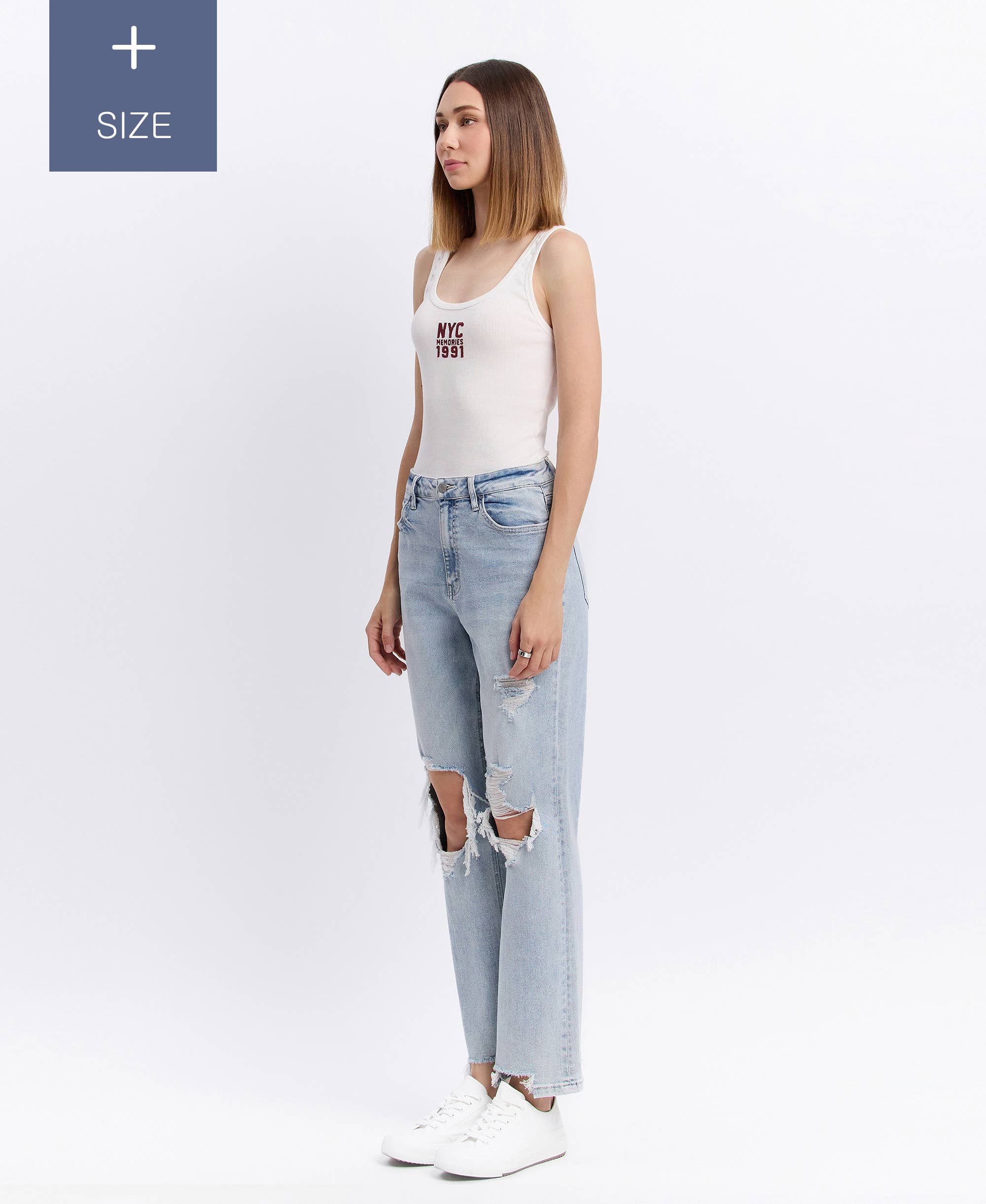 RICH PLUS SIZE 90'S SUPER HIGH RISE STRAIGHT JEANS T5933-P for wholesale on Faire9