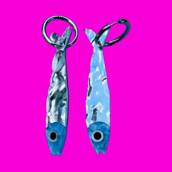 Sardine Earrings- SIlver for wholesale by dconstruct