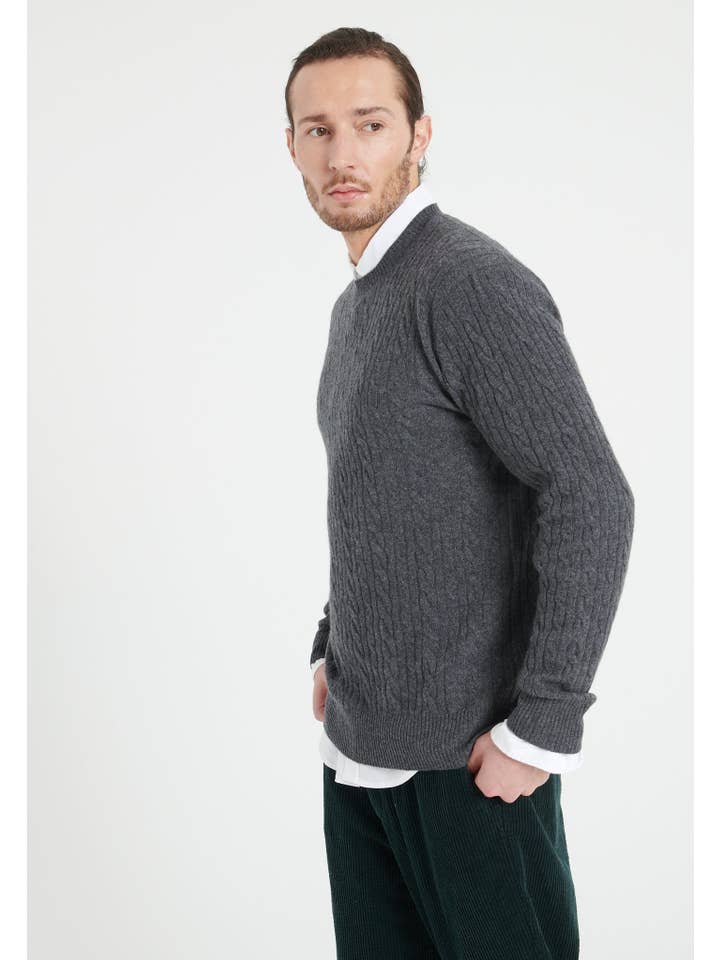 anthracite grey ZACH 5 cashmere crew neck sweater for wholesale on Faire3
