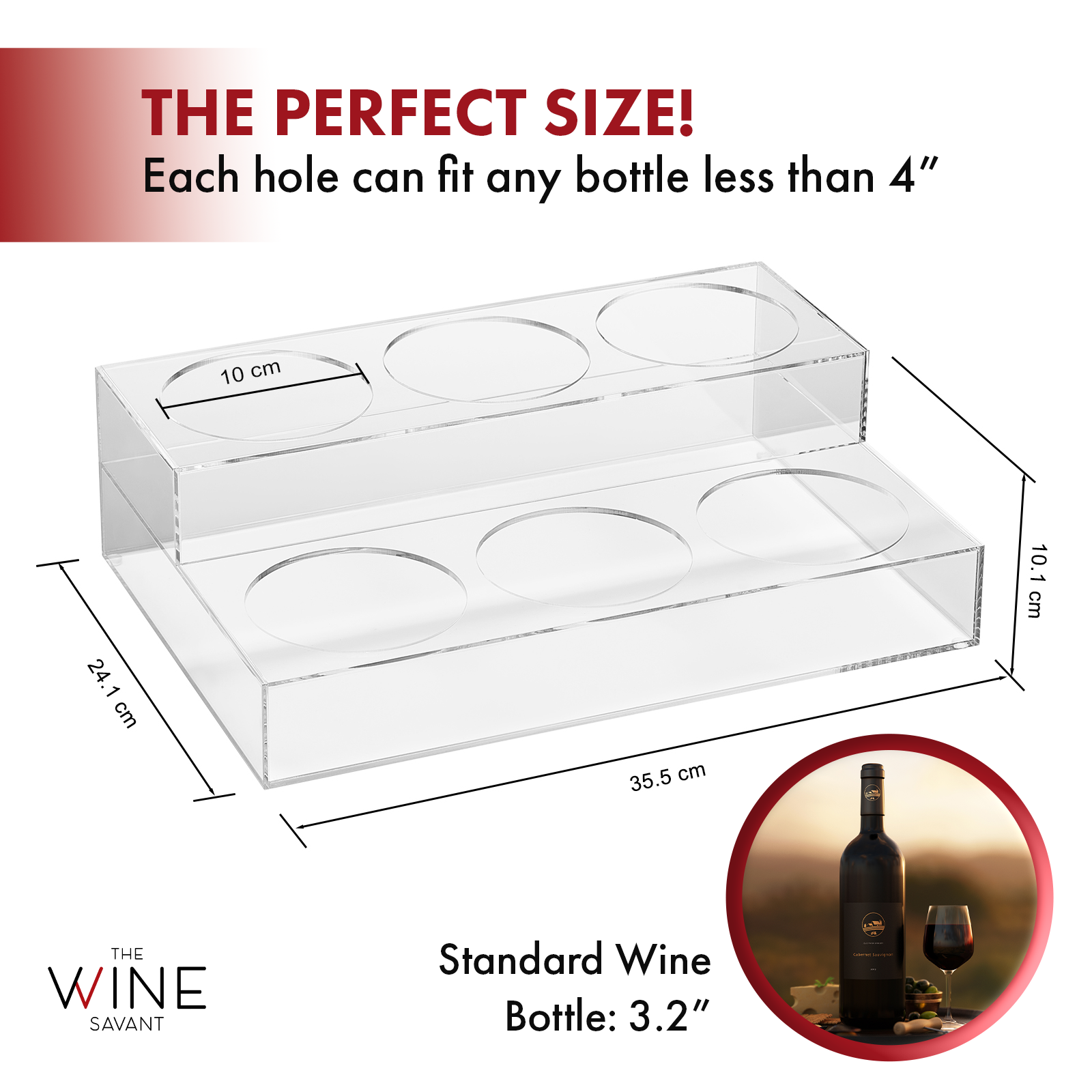 The Wine Savant /  Khen Glassware – wholesale Bottle rack/holder – Acrylic Plastic Bottle Holder | 2-Tiered | 6 Bottle Rack4