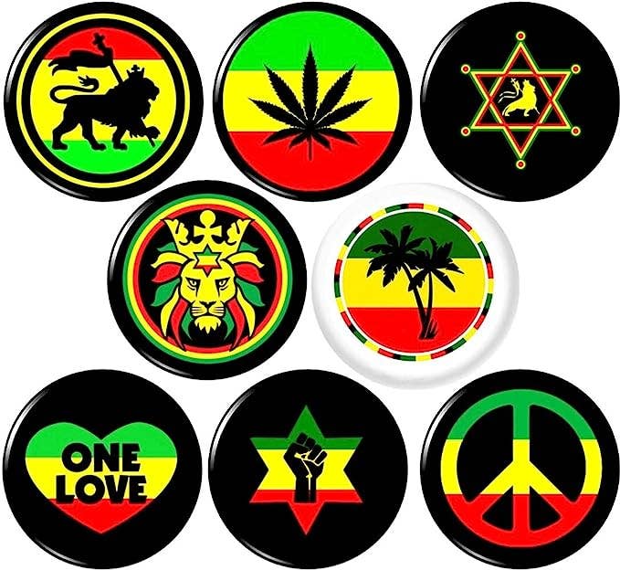 Pinbax Express – Alfinete/botão de lapela por atacado – Pins de botões Rasta x 81" polegadas emblemas rastafária Jamaica