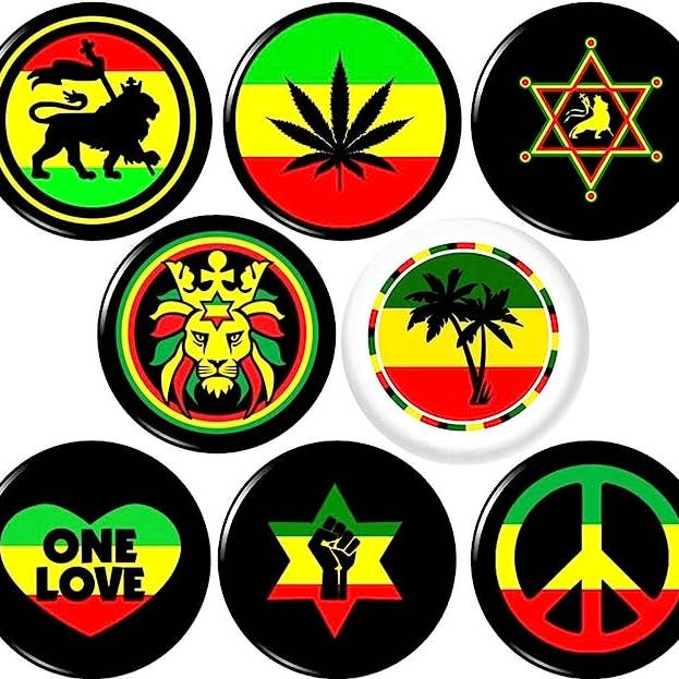 Pinbax Express - Wholesale Lapel Pin/Button - Rasta x 8 1" inch pins buttons badges rastafarian Jamaica