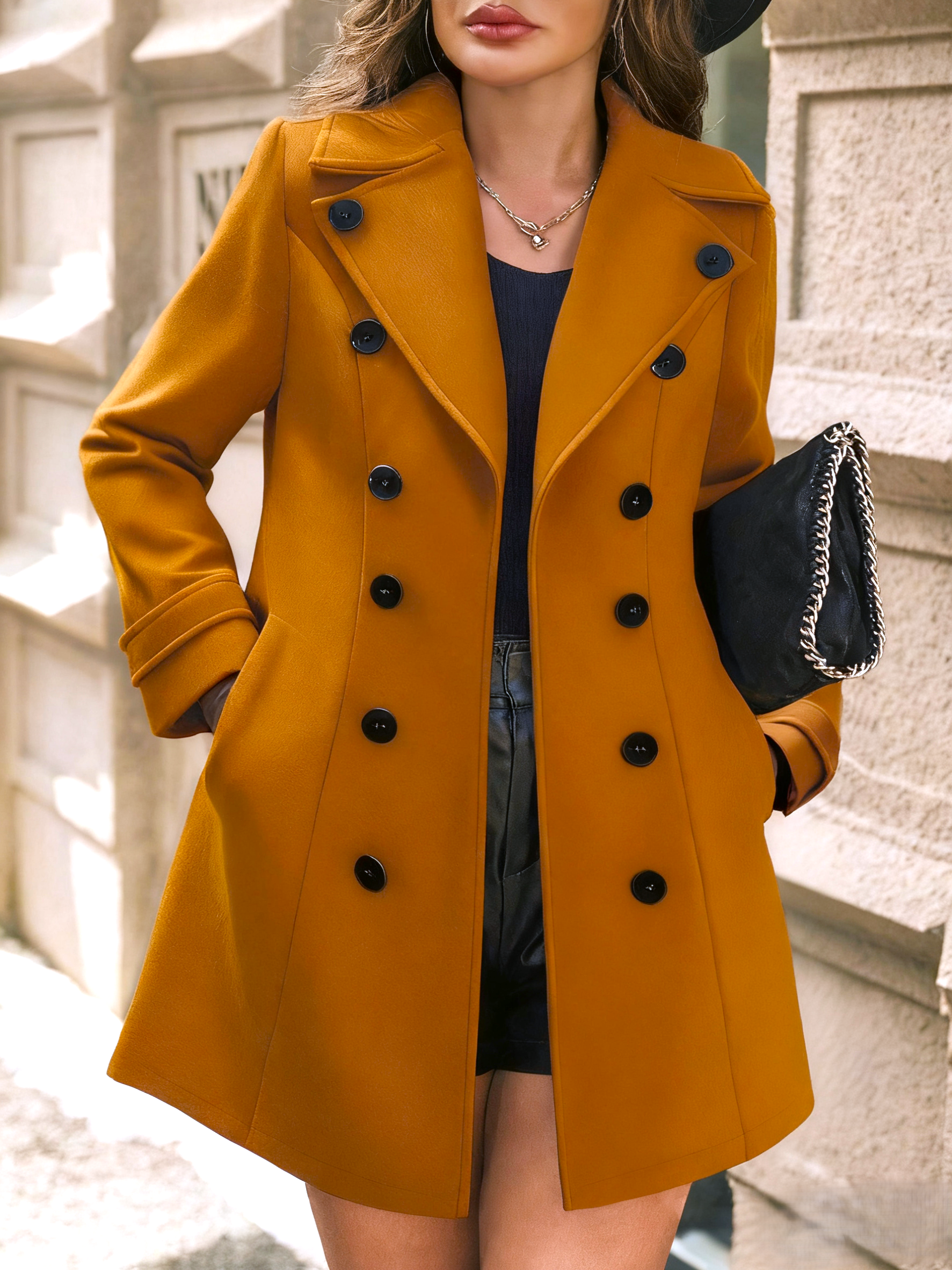 HIDDENBRAND - Wholesale Coat - Women's - Elegant Lapel Mid-Length Fashion Coat1