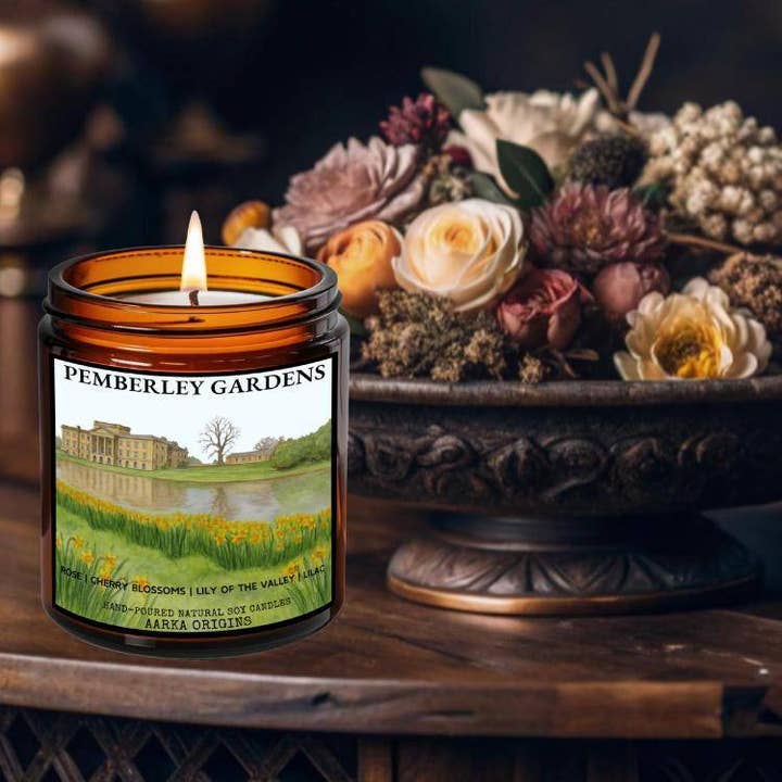 Pemberley Garden Soy Candle – Rose + Cherry Blossom + Lilac for wholesale by AARKA ORIGINS