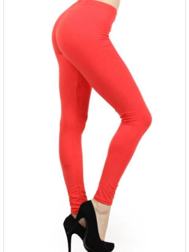 Effen rode legging van ONE SIZE voor wholesale door Love 4 Leggings