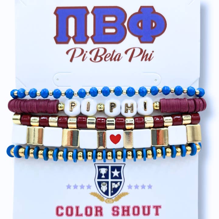 B204 PBP-Pi Beta Phi 5 Bracelet Mega Stack for wholesale by Color Shout