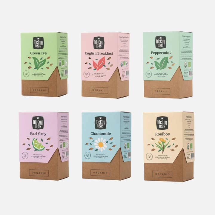 Premium Organic Tea Bags Collection for wholesale by Mccoy Teas Canada