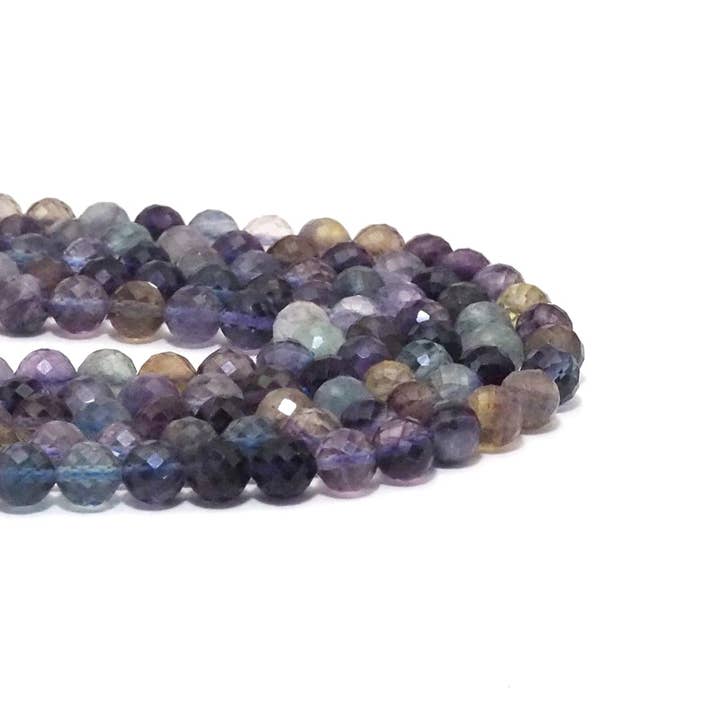 Genuine Colorful Fluorite Round Faceted Beads, 8mm, Sku#U1515 for wholesale by BestBeads&Beyond