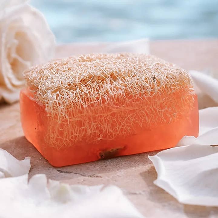 Rose with Loofah Soap for wholesale by Kyble Soaps