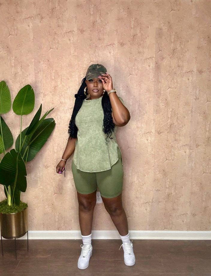 Ash Olive ACID WASHED BIKER SET (Ash Olive) for wholesale on Faire3