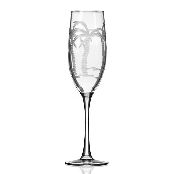 Palm Tree 8oz Champagne Flute for wholesale by Rolf Glass