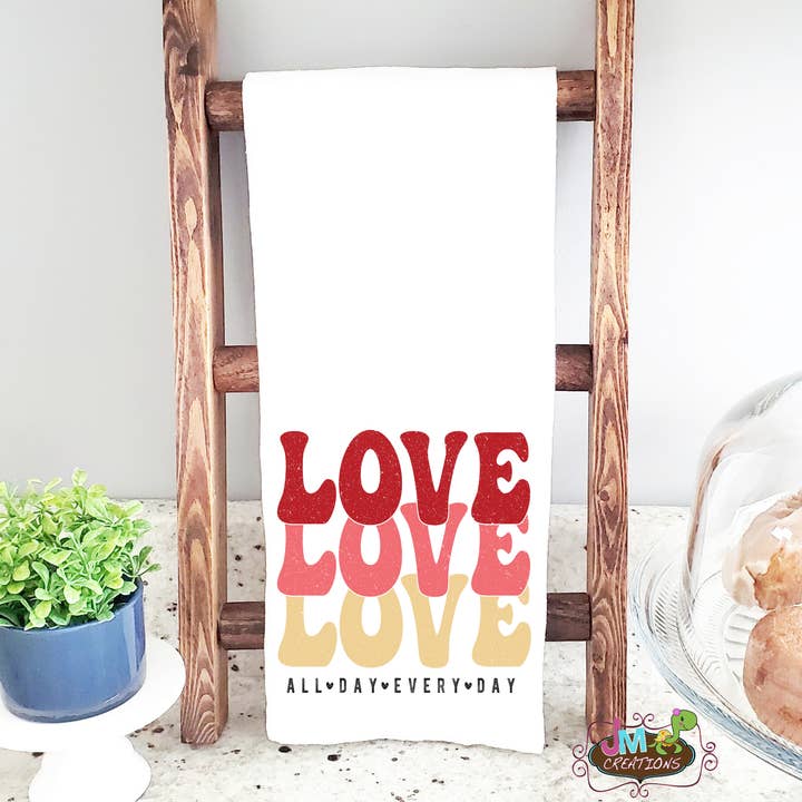 16"x24" Love All Day Every Day Waffle Towel for wholesale by JMCreationsNC