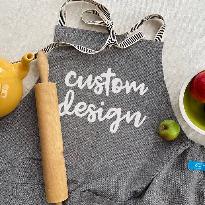 Living Roots – Avental por atacado – Avental de cozinha impresso com logotipo personalizado - cinza