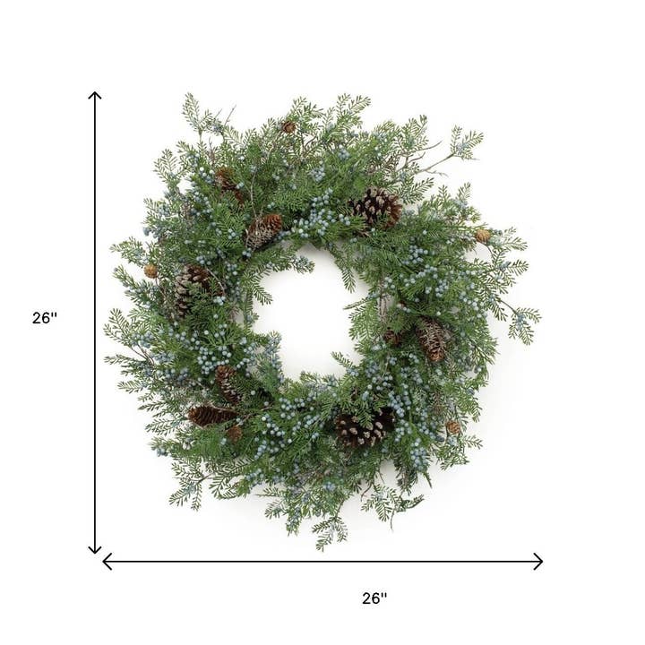 HomeRoots – wholesale Wreath – 26" Green And Brown Christmas Juniper Artificial Wreath2