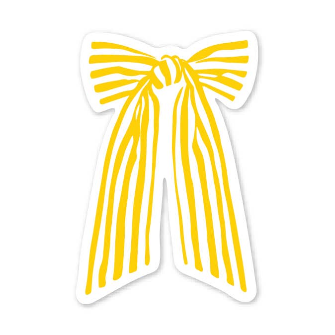 Autocollant nœud rayé jaune 3" pour la vente par MELLOWWORKS