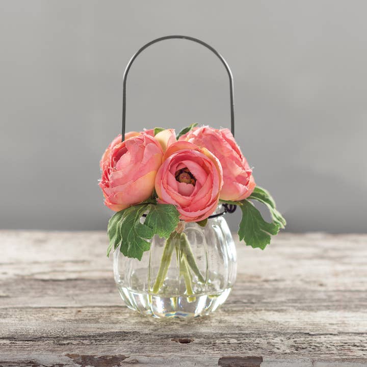 Pink Ranunculus Vase for wholesale by Primitives by Kathy