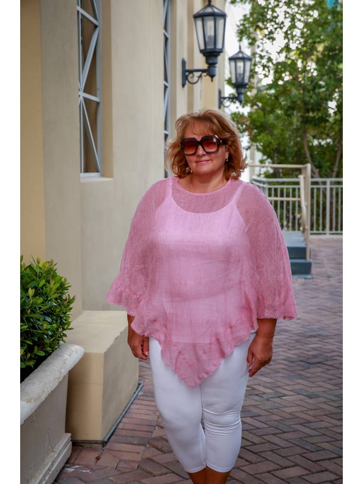 VIKOLINO – Großhandel Poncho – Damen – Leinen-Durchsichtiger (Gaze) Poncho12