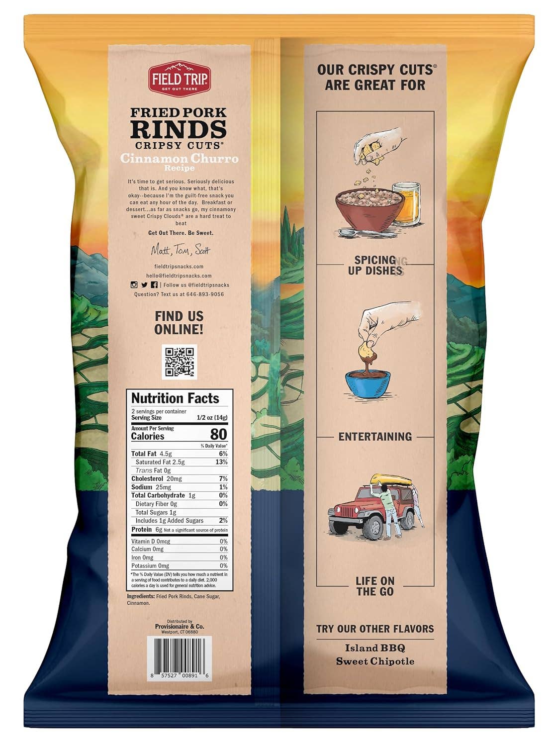 FIELD TRIP - Wholesale Puffed Snack - Crispy Cuts Cinnamon Churro Pork Rind (1oz)2