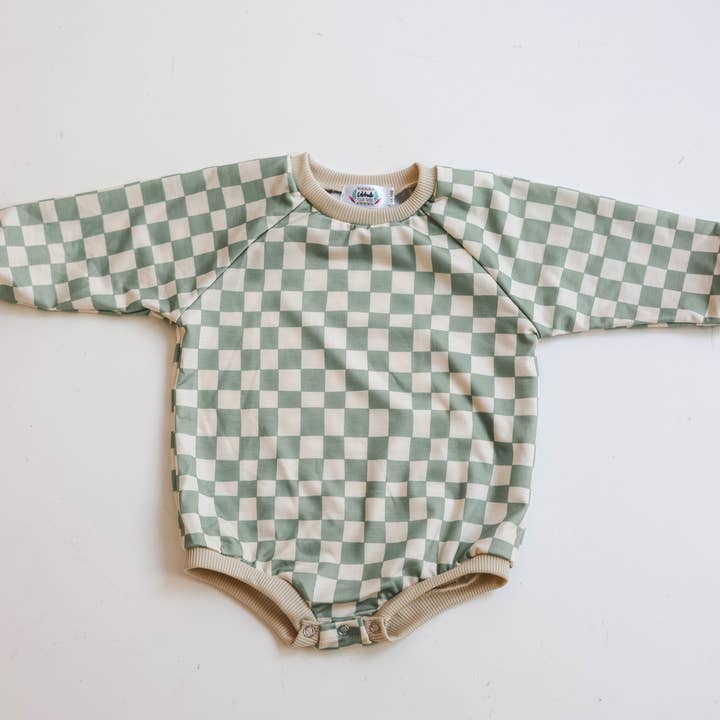 Celebrate Your Tribe - Wholesale Bodysuit (Non-Footed) - Baby - Wavy Check Long Sleeve Romper1