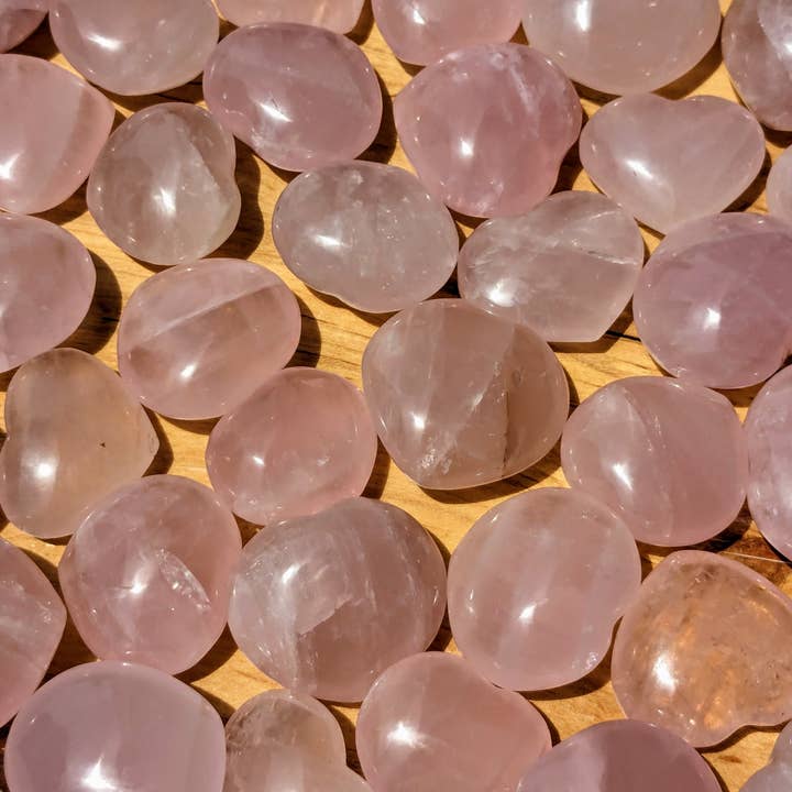 Rose Quartz Mini Hearts for wholesale by Jensen Rocks