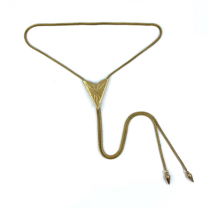 Lord Violet - Wholesale Y-Neck/Lariat Necklace - SHOOTING GUNS Triangle Bolo Tie