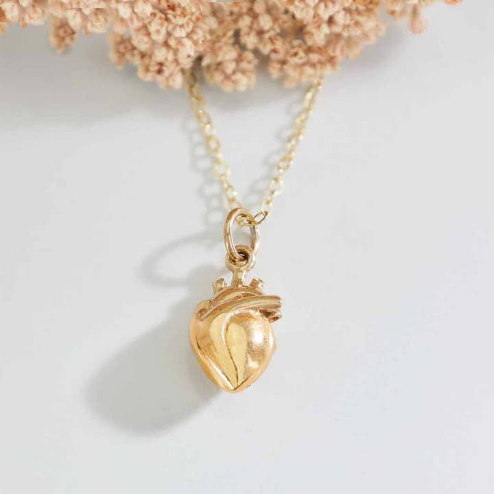 Nina Designs - Wholesale Pendant/Charm Necklace - Sterling Silver or Bronze 3D Anatomical Heart Necklace