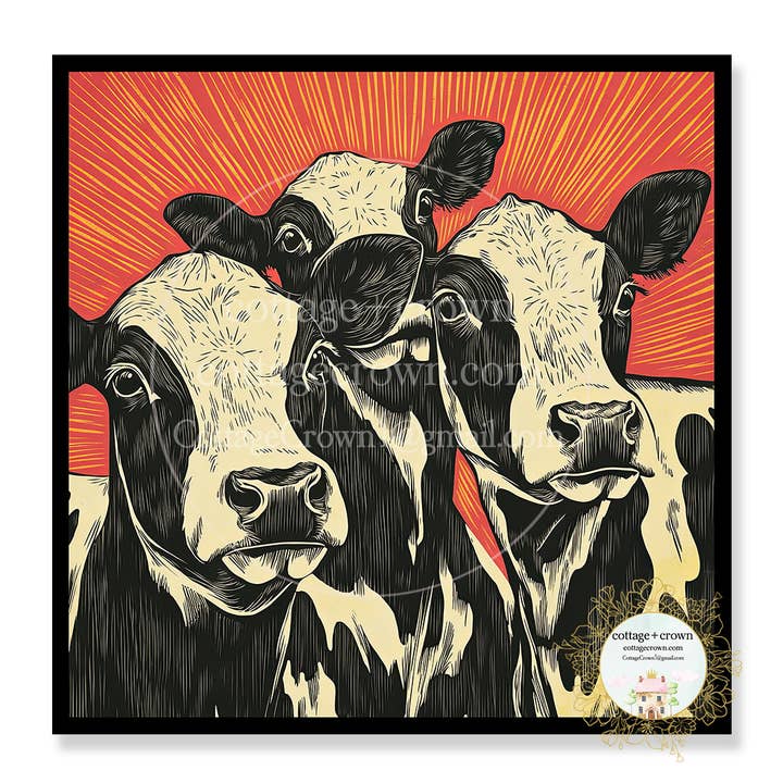 Farm Cow Heifer Art Sticker Stanley Cup Waterproof Group 1 for wholesale by cottage + crown